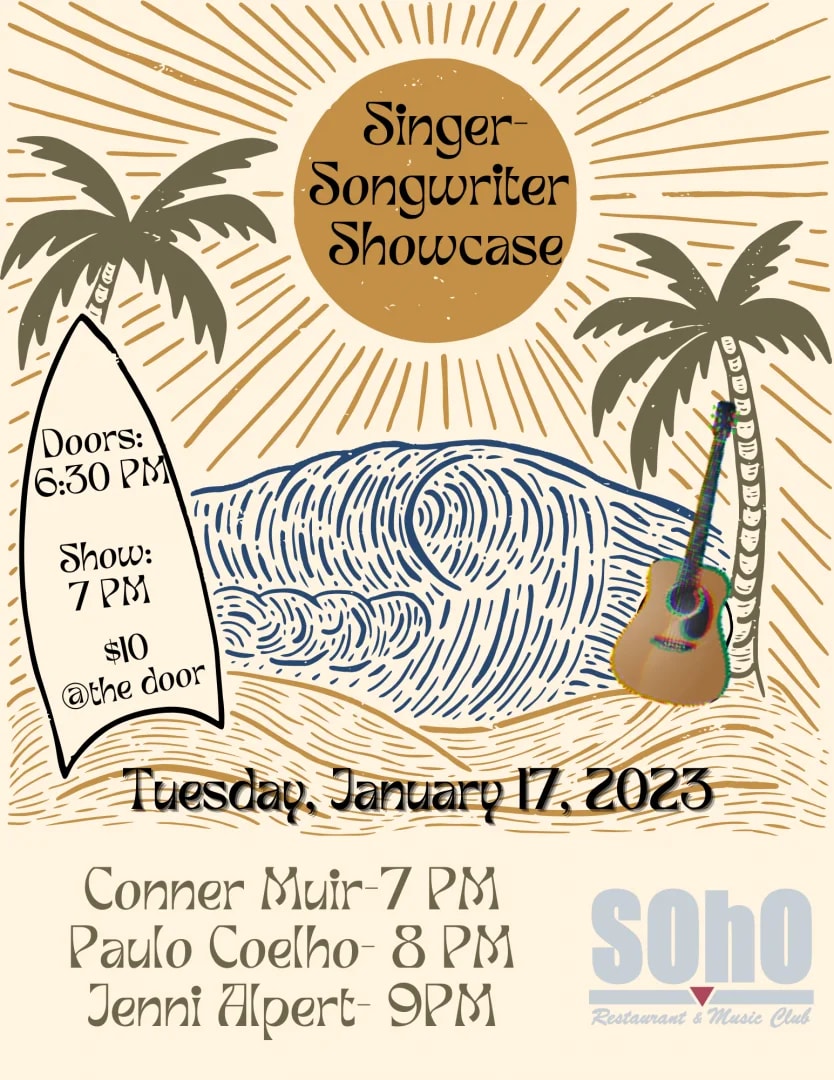 Singer Songwriter Showcase : Conner Muir, Paulo Coelho, & Jenni Alpert