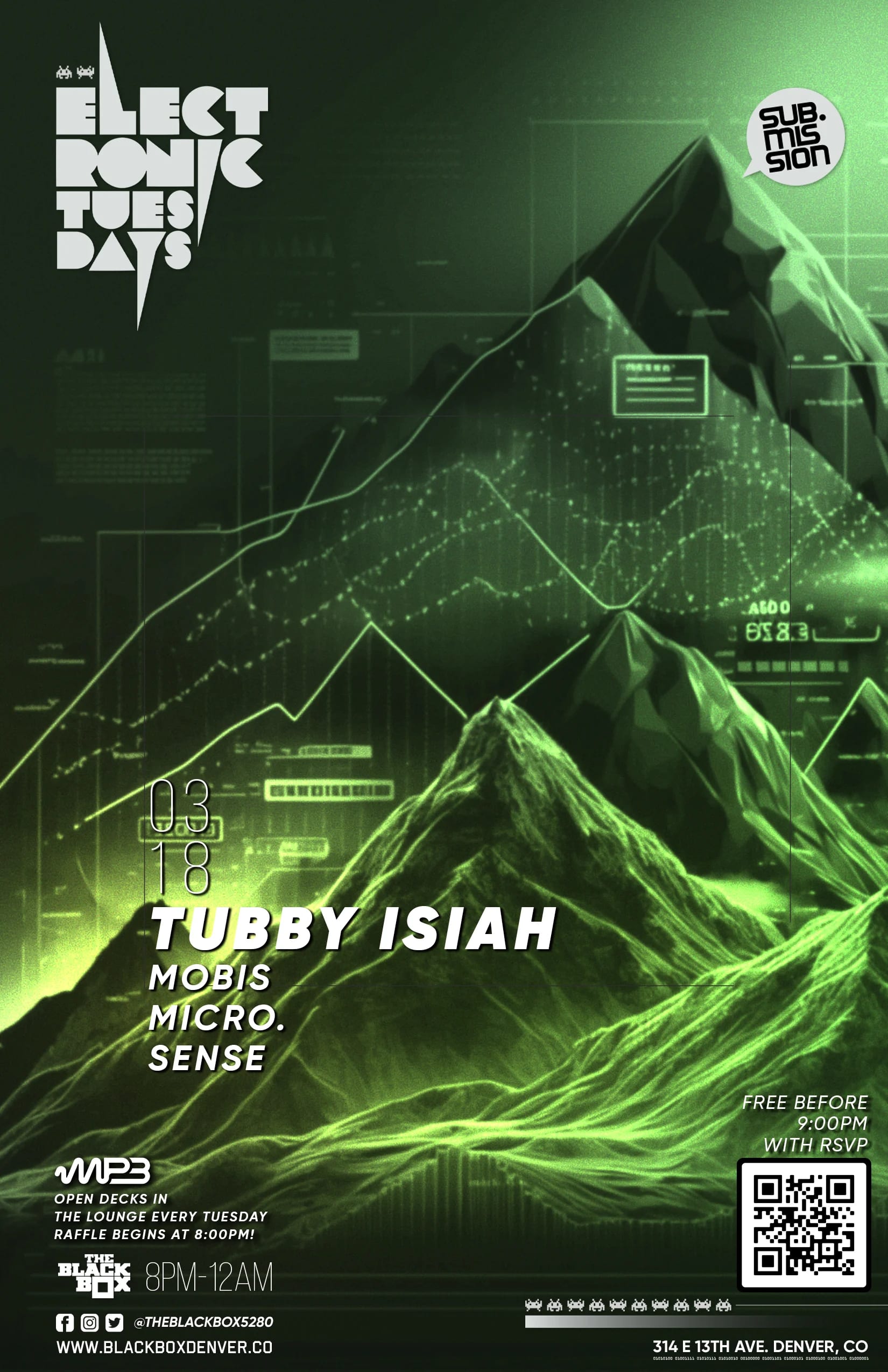 Sub.mission Electronic Tuesdays: Tubby Isiah w/ Mobis, Micro, Sense