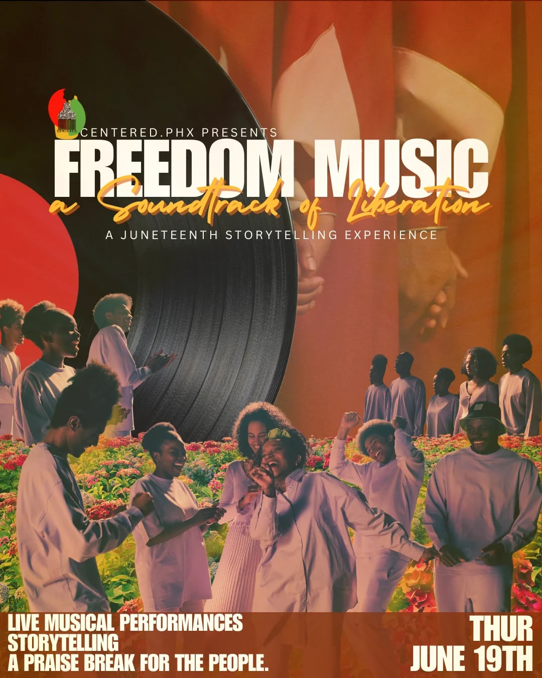 Centered PHX Soundtrack of Liberation Flyer