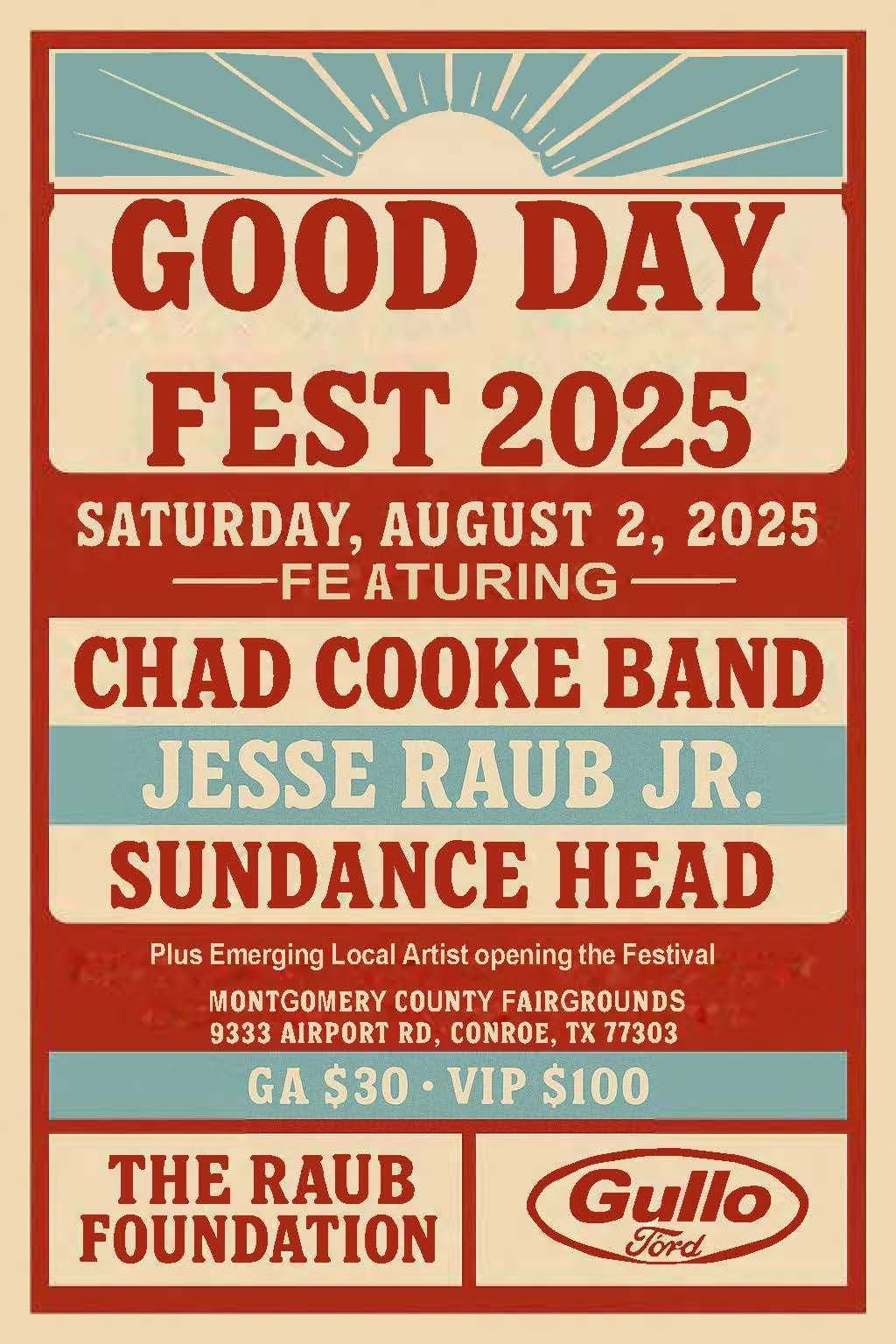 GOOD DAY FEST 2025 featuring CHAD COOKE BAND, JESSE RAUB JR, and SUNDANCE HEAD