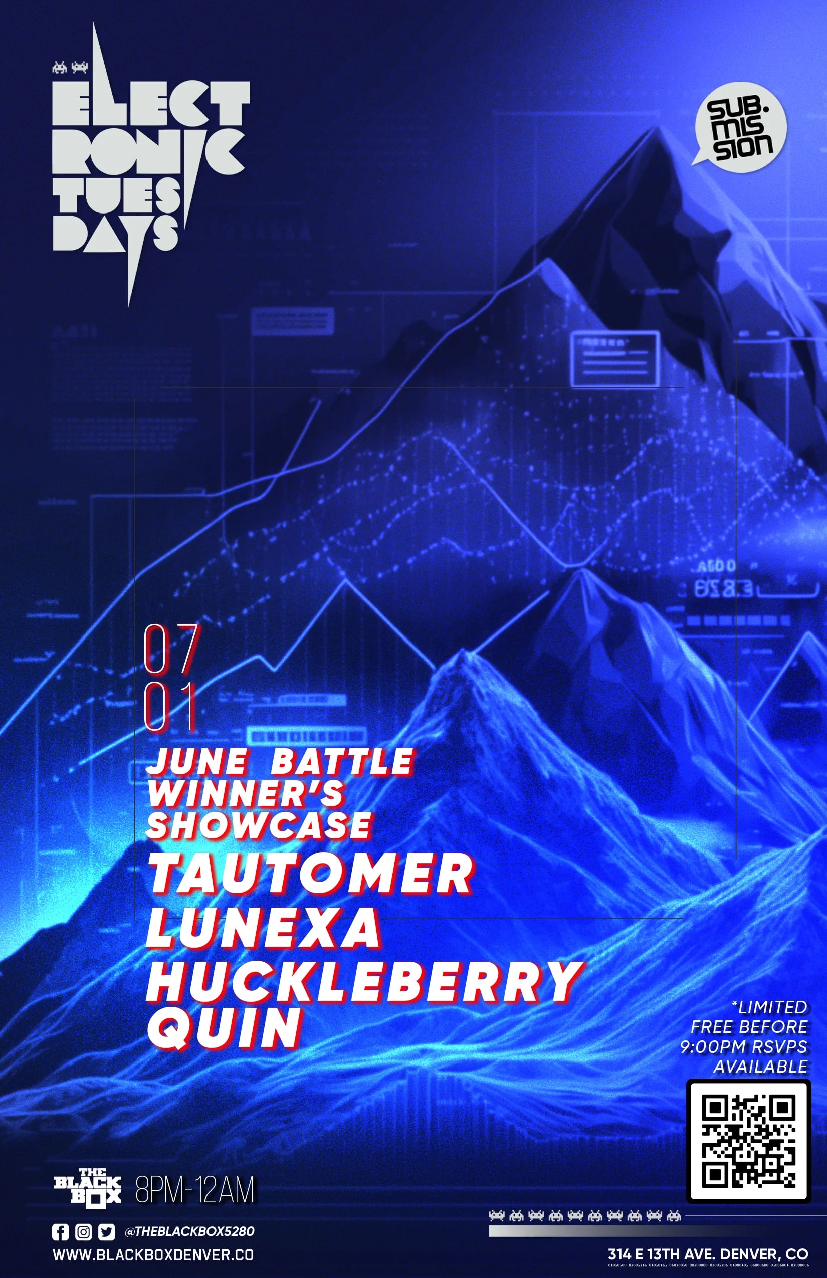 Sub.mission Electronic Tuesdays: June Battle Winner's Showcase - Tautomer, Lunexa, Huckleberry Quin