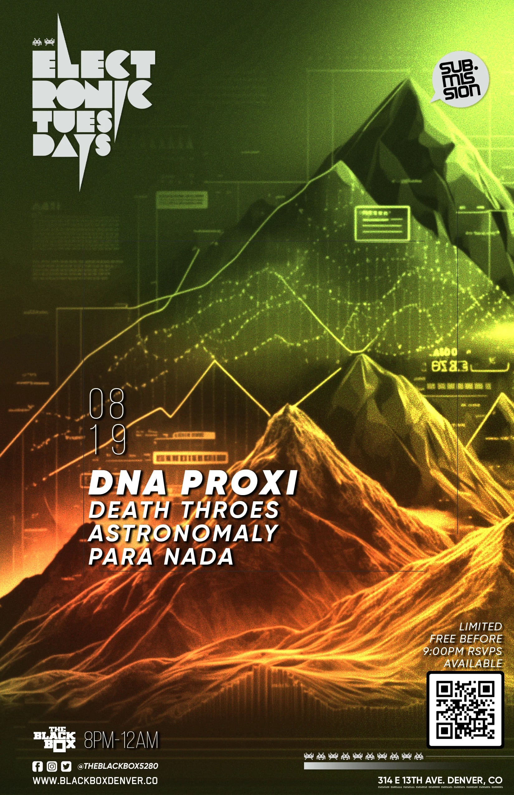 Sub.mission Electronic Tuesdays: DNA Proxi. Weekly DJ Battle - Death Throes, Astronomaly, Para Nada