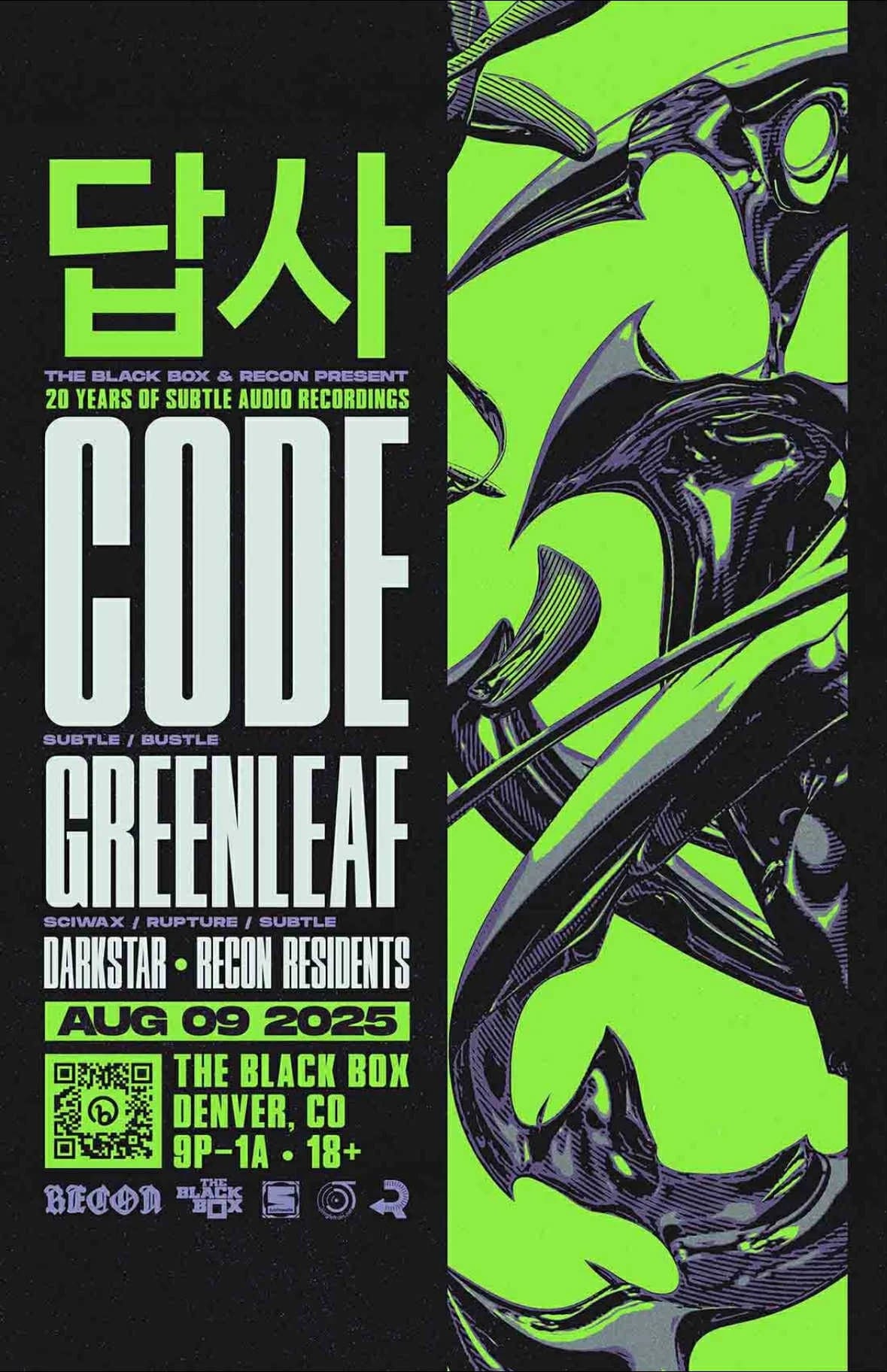 The Black Box & Recon present: Code w/ Greenleaf, Darkstar, Recon Residents