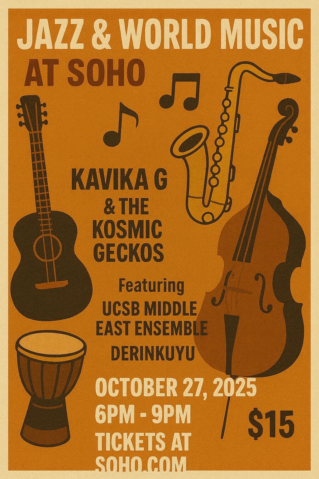 Jazz & World Music Night: Kavika G & the Kosmic Geckos ft. Derinkuyu and Members of the UCSB Middle East Ensemble!