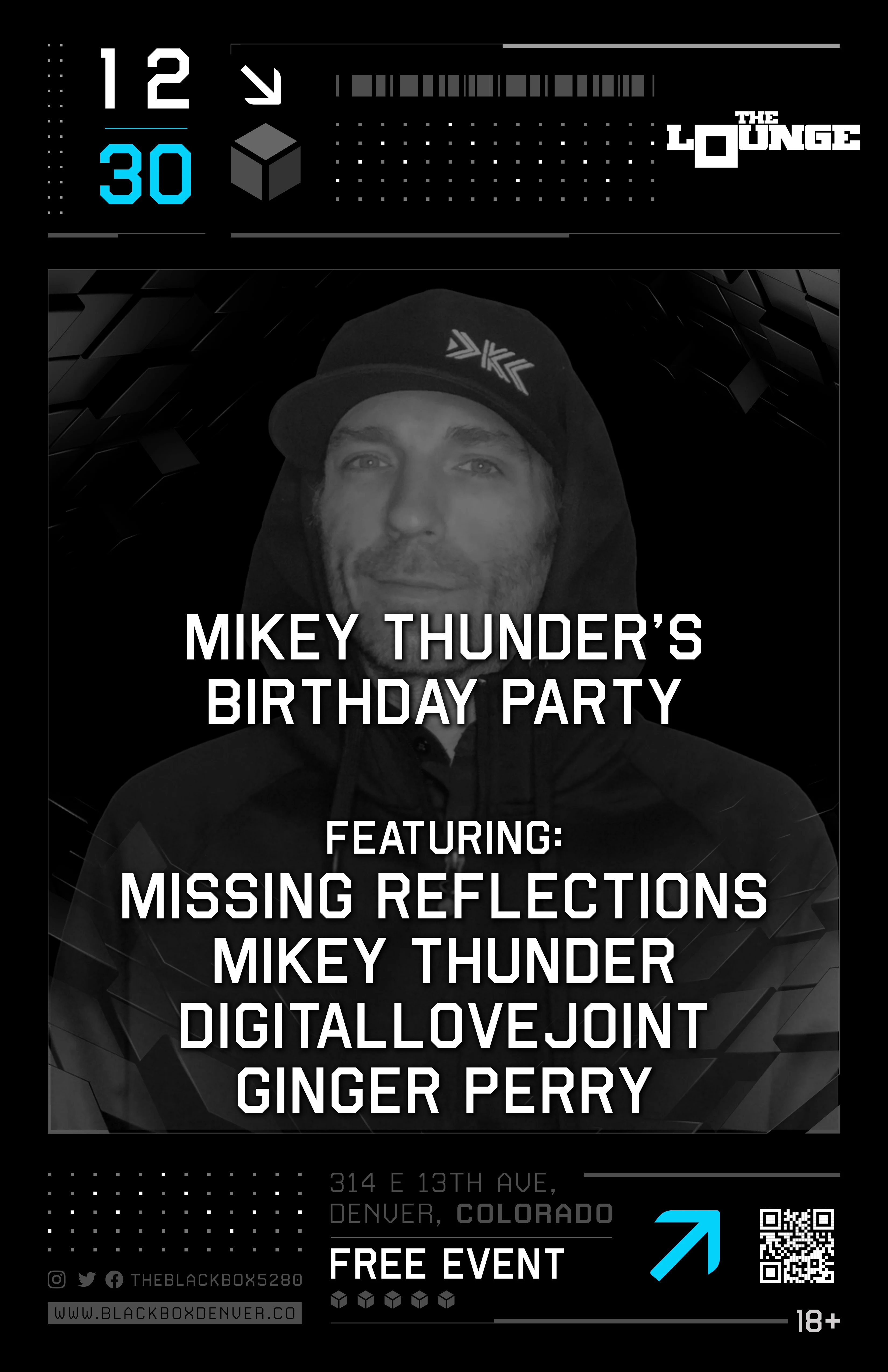 Mikey Thunder's Birthday Party: Missing Reflections, Mikey Thunder, DigitalLoveJoint, Ginger Perry (Free 21+)