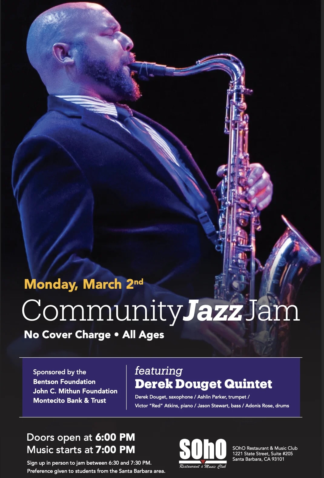 Community Jazz Jam feat. Derek Douget Quintet