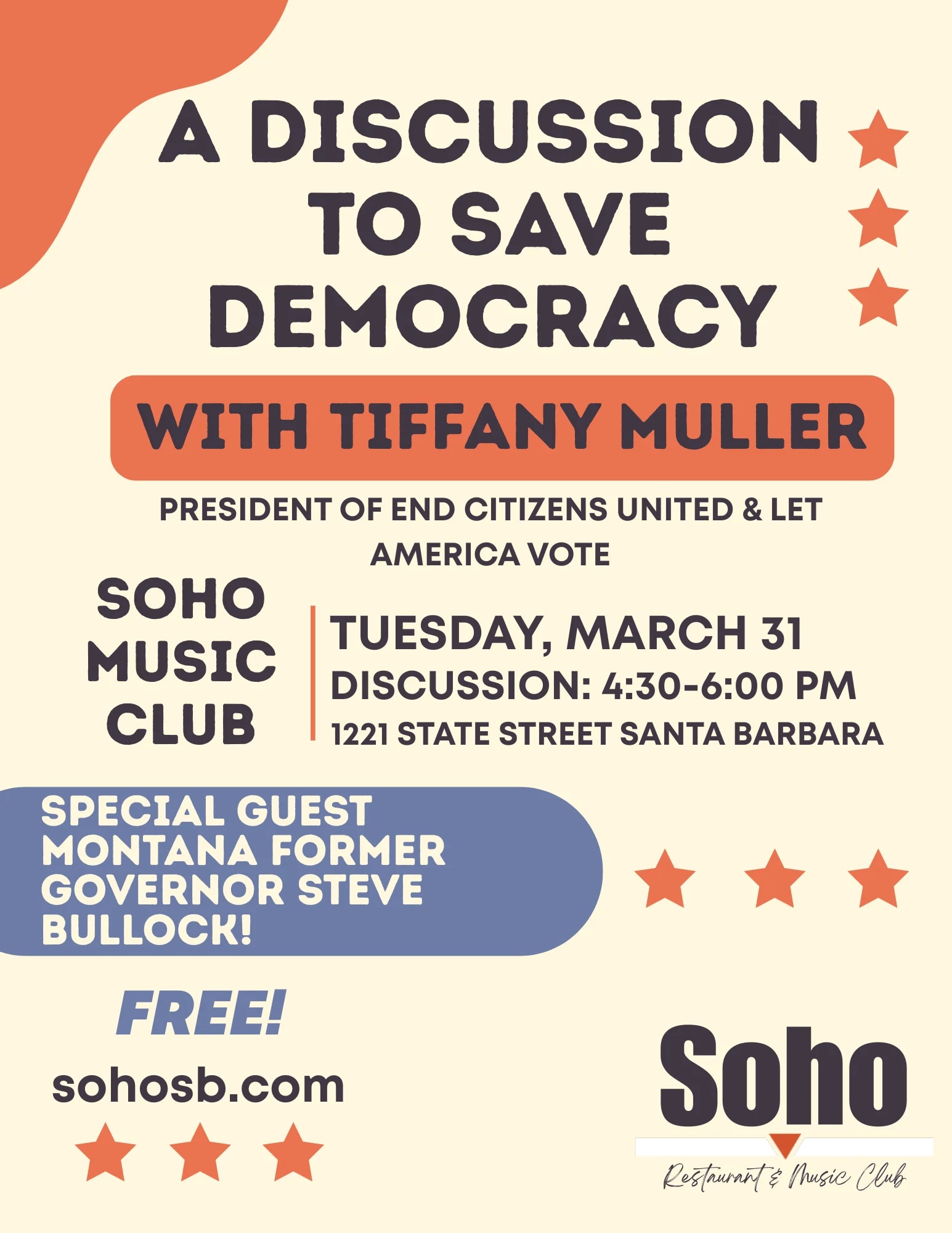 A Discussion to Save Democracy with Tiffany Muller & Steve Bullock