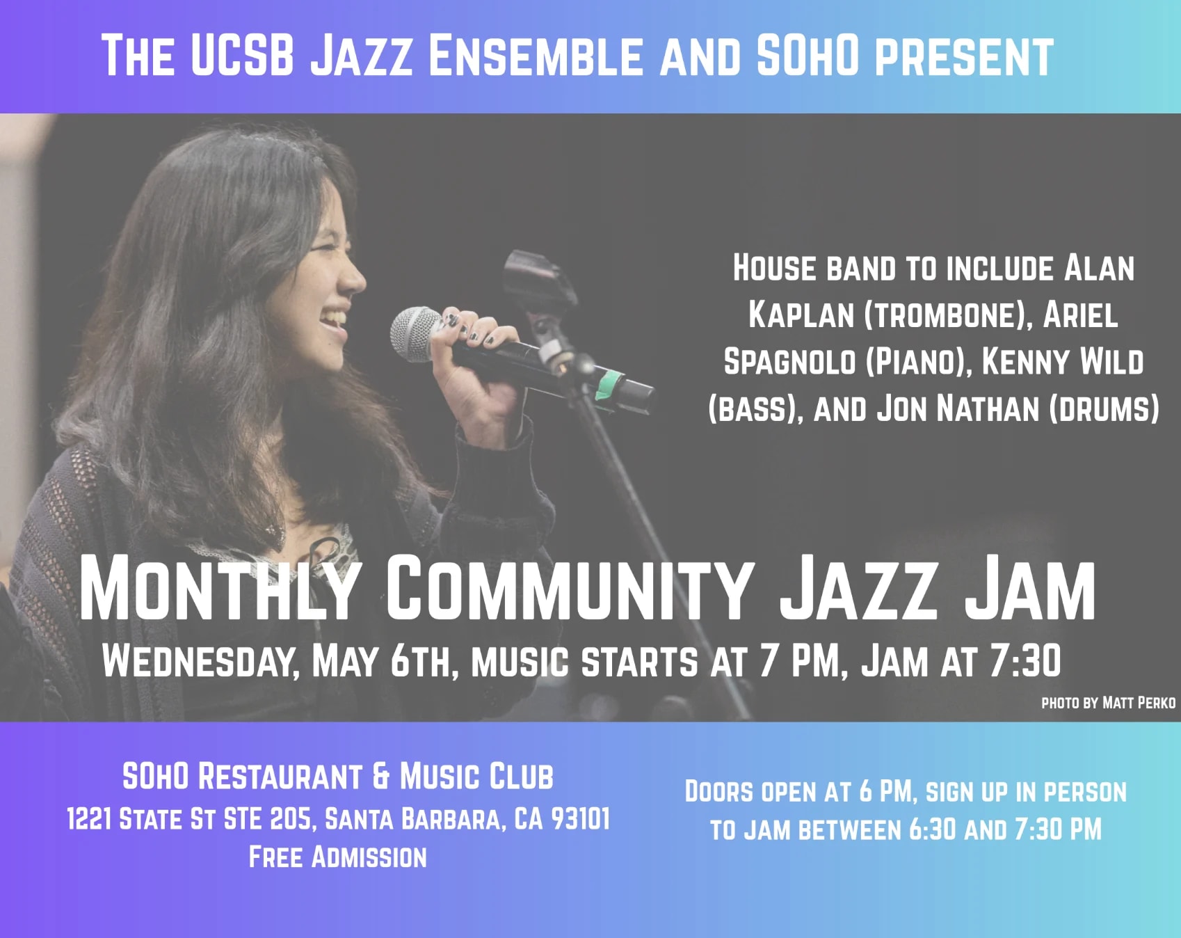 Community Jazz Jam presented by the UCSB Jazz Ensemble and SOhO
