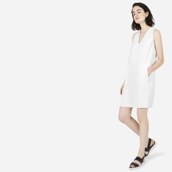 white v neck dress