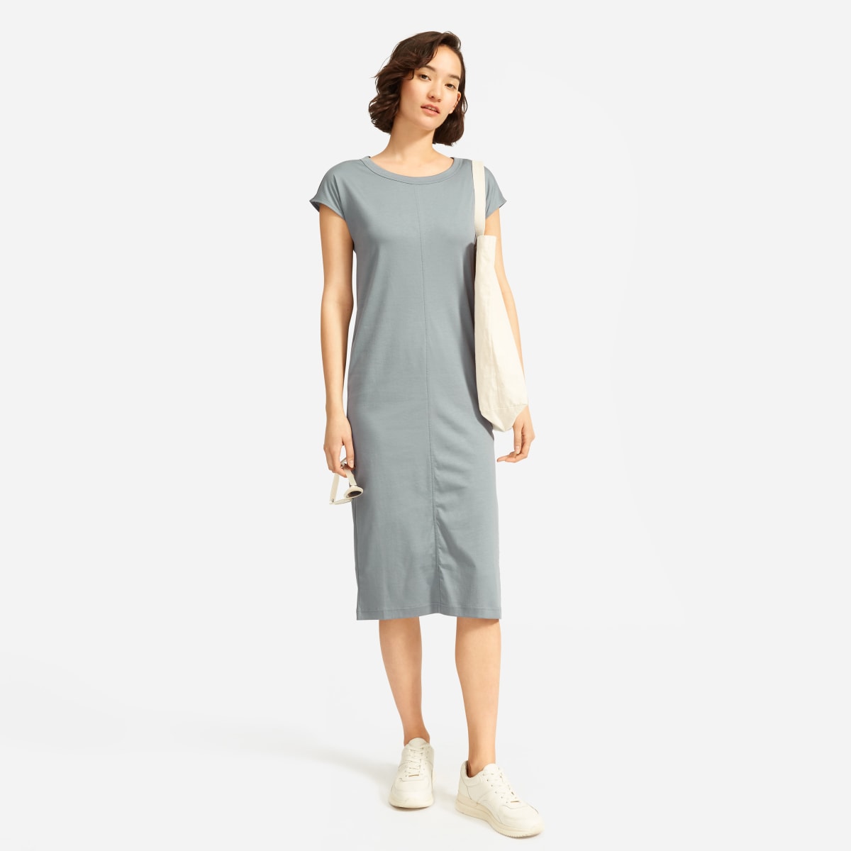 Women S Luxe Cotton Side Slit Tee Dress Everlane