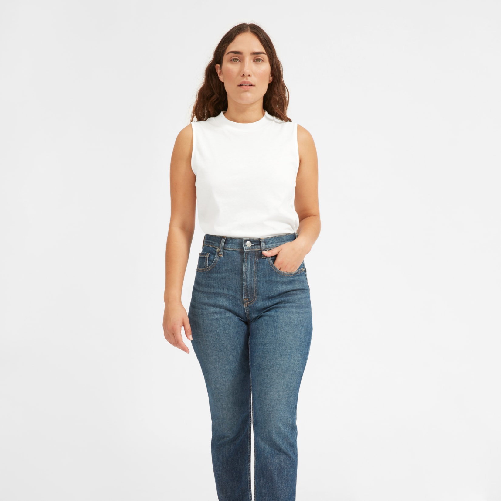 mock neck muscle tee