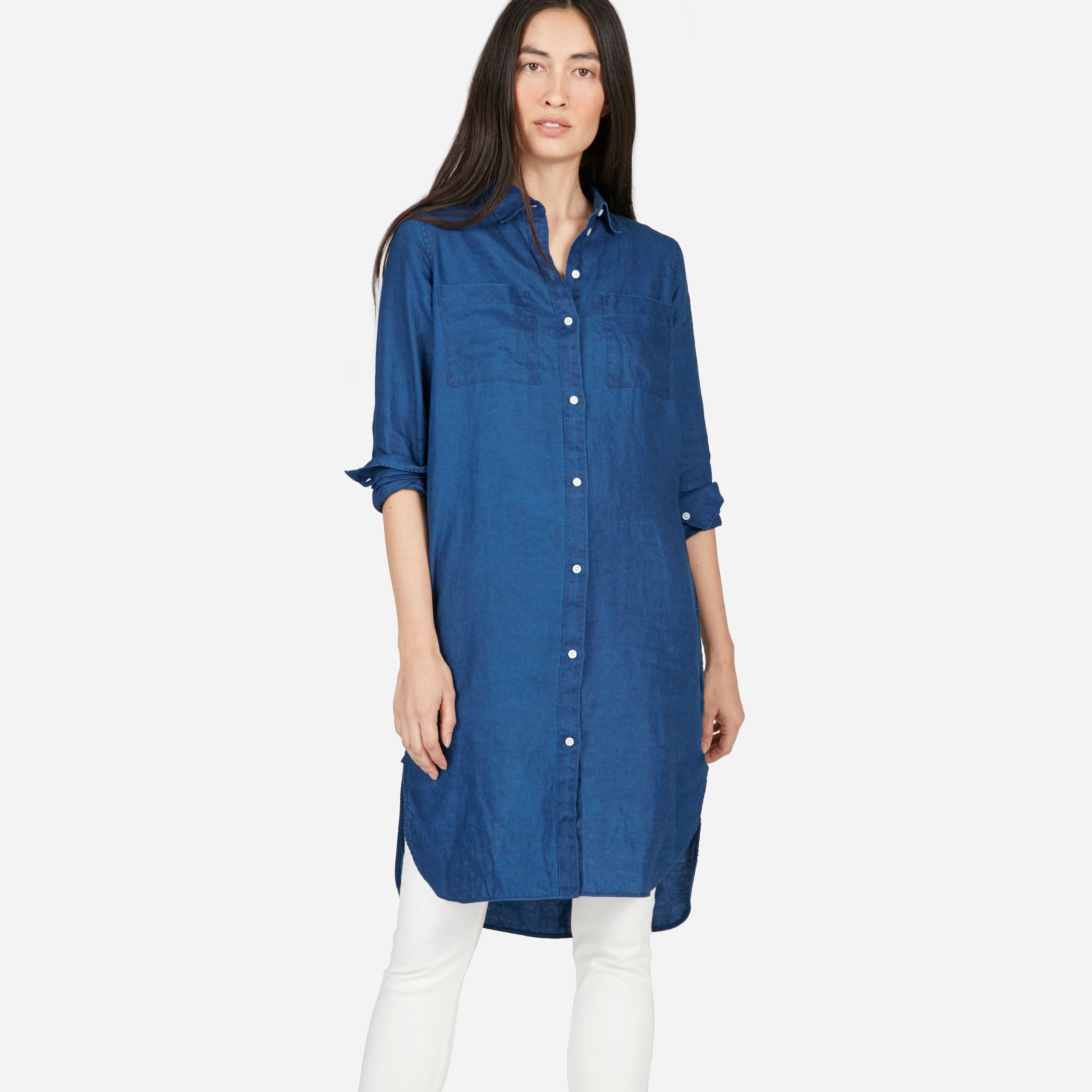 everlane linen shirt dress