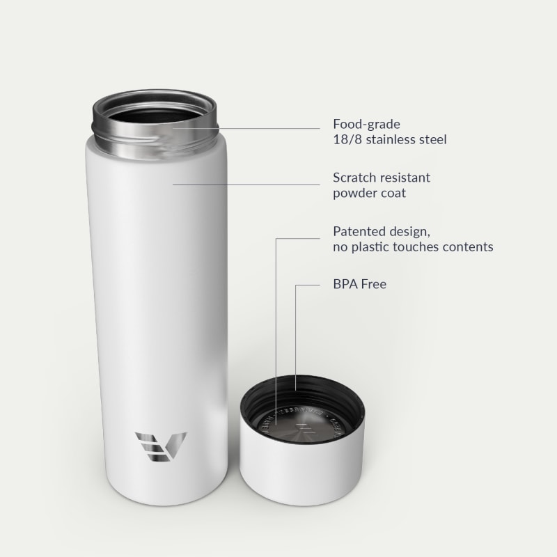 Ever Vessel Mini stainless steel water bottle key features White Sand