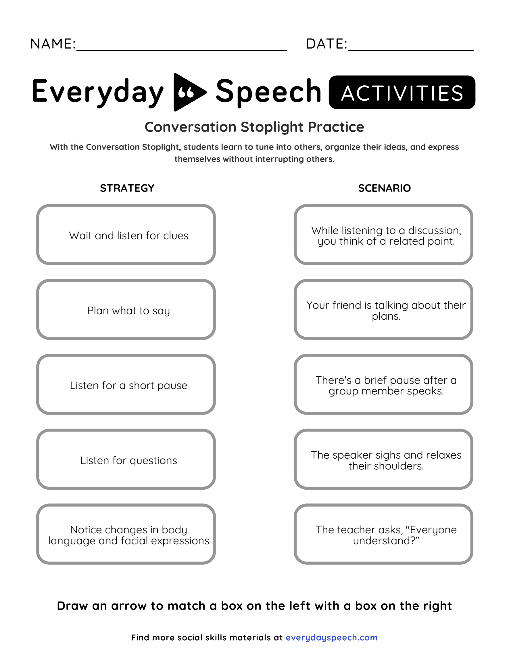 Small Talk Practice Sheet
