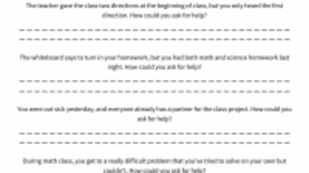 Lesson Plan Asking For Help Everyday Speech