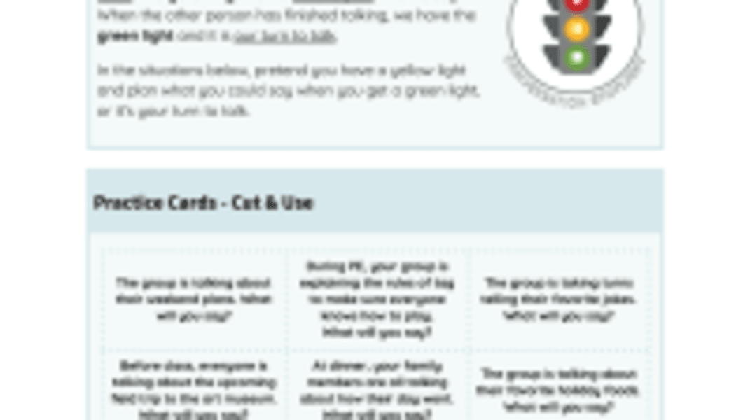 Lesson Plan Conversation Stoplight Everyday Speech