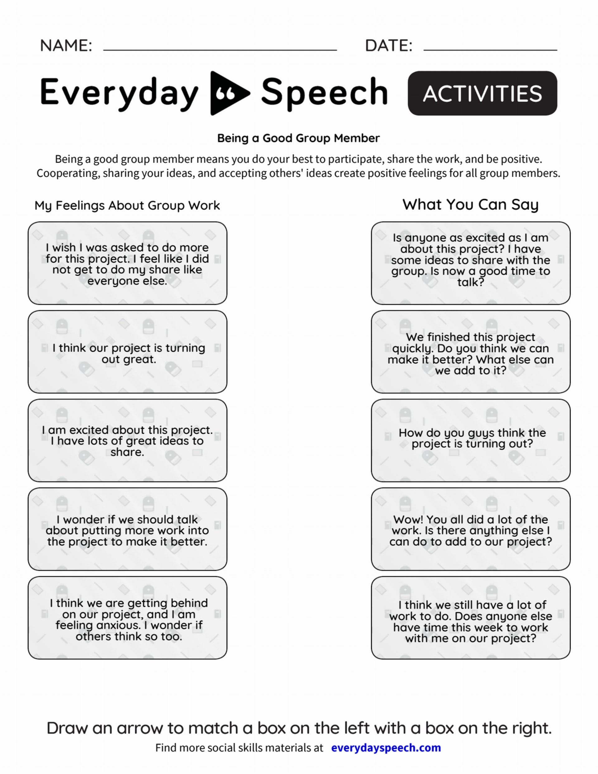 Lesson Plan: Working with a Group - Everyday Speech