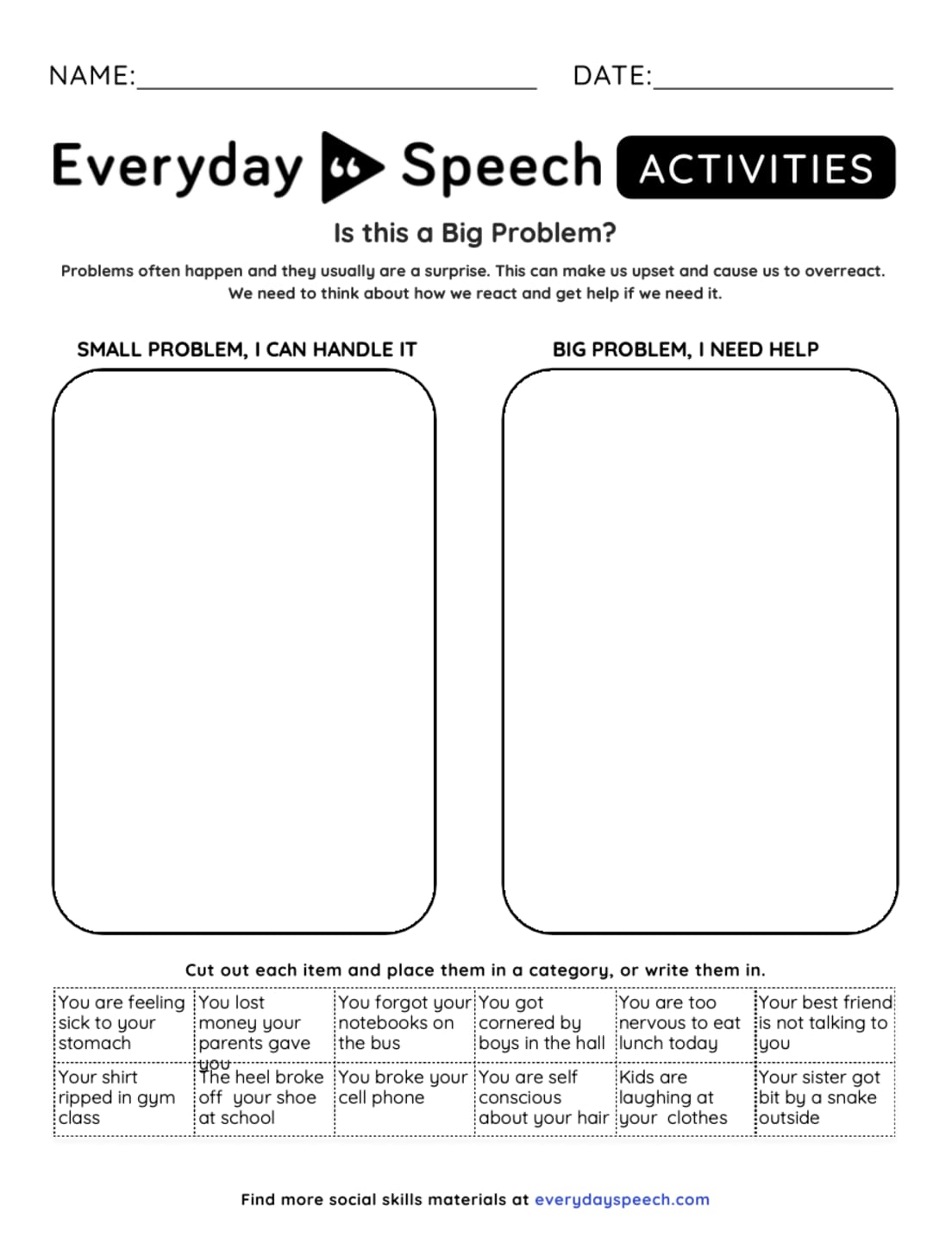 Problems In Everyday Life For Kids