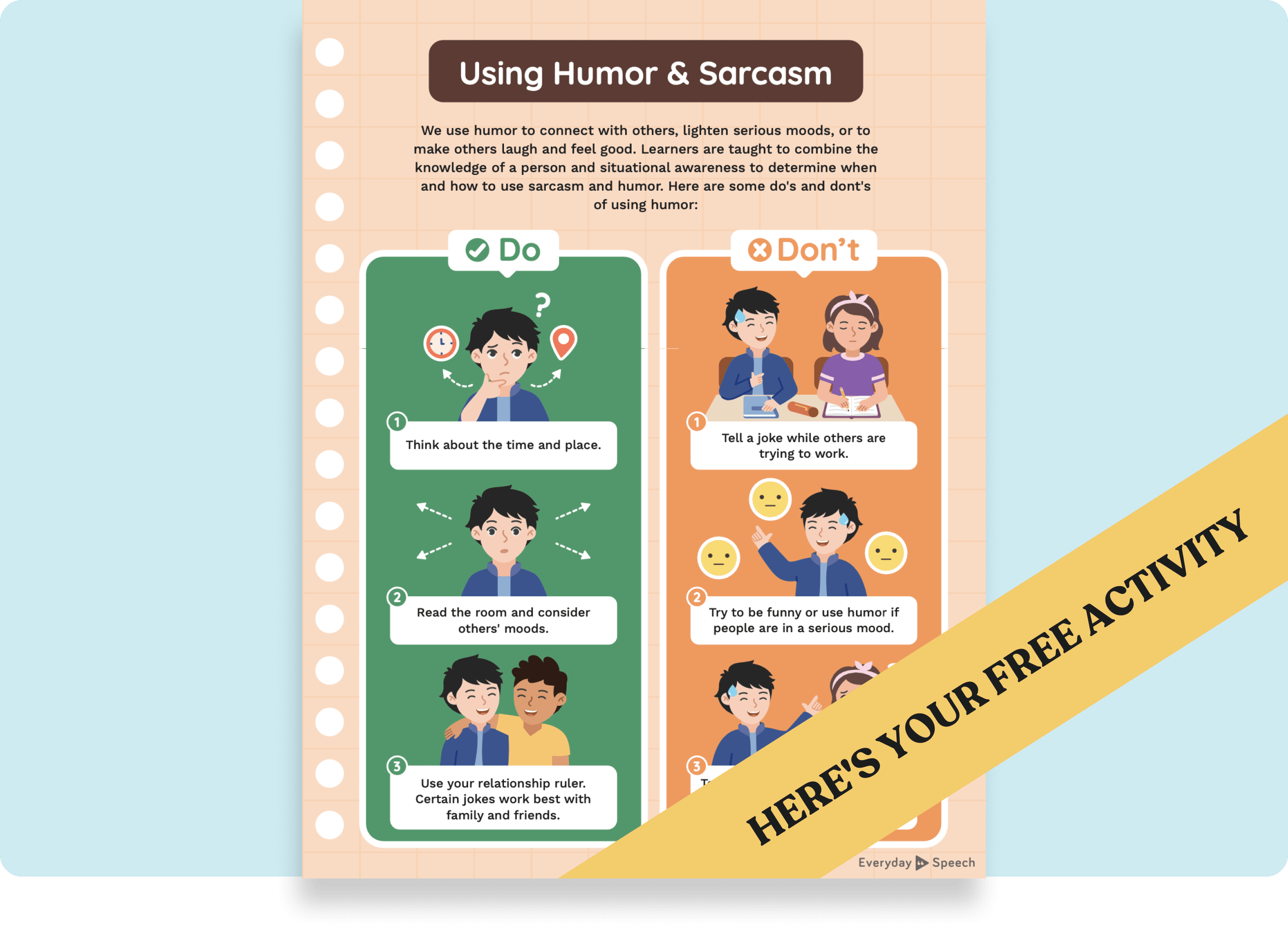 Smart Line About Hummor Conversation Skills Poster for Middle School: Using Humor and Sarcasm ...
