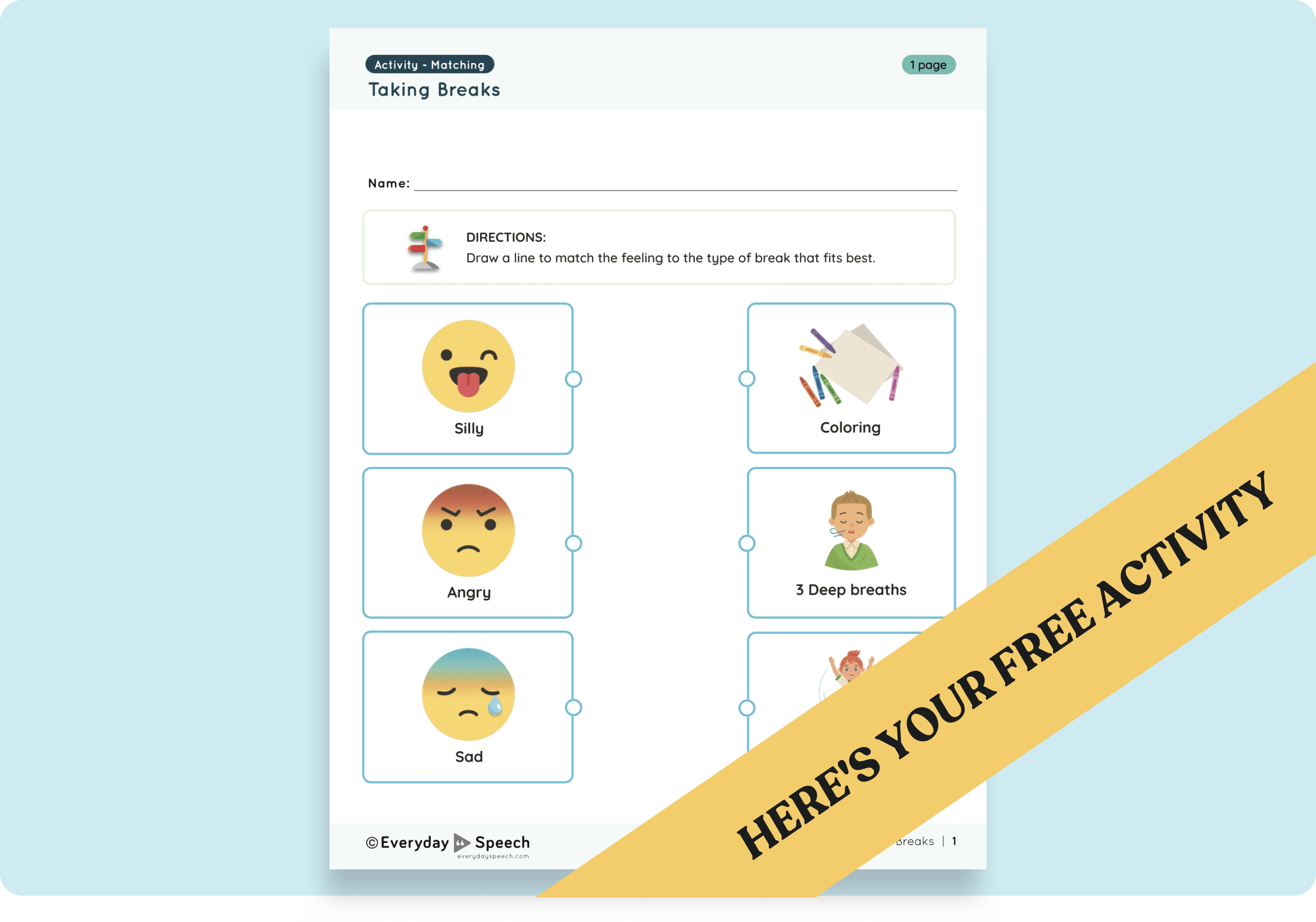 Pre-K & Kindergarten Staying Calm PDF Activity: Taking Breaks ...