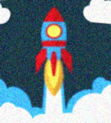 Cartoon Rocket Taking Art to Space