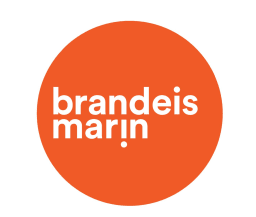 An orange circle containing the text "Brandeis Marin"