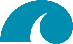 A white wave over a blue background