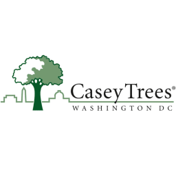 DC skyline with a green tree in front of it and the words 'Casey Trees'