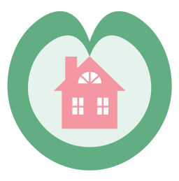 LilyPads Housing Logo of a green graphic lilypad with a pink house silhouette in the inside