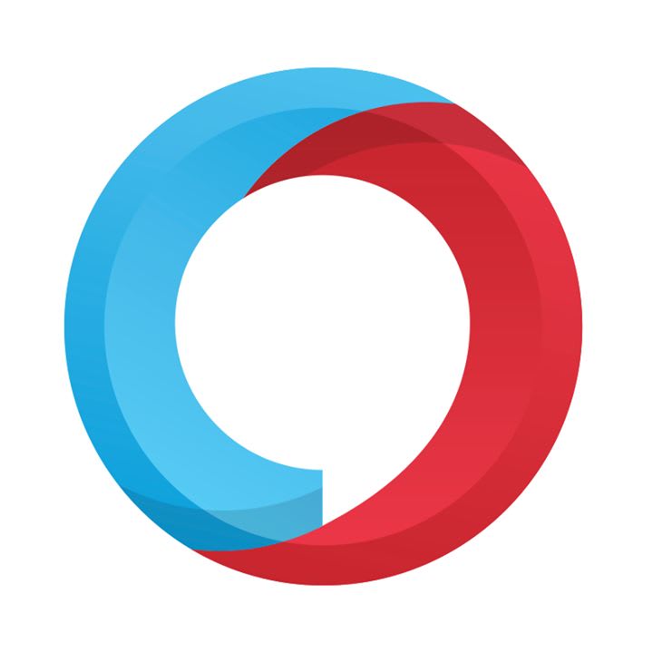 Issue One Logo, a half blue and half red circle
