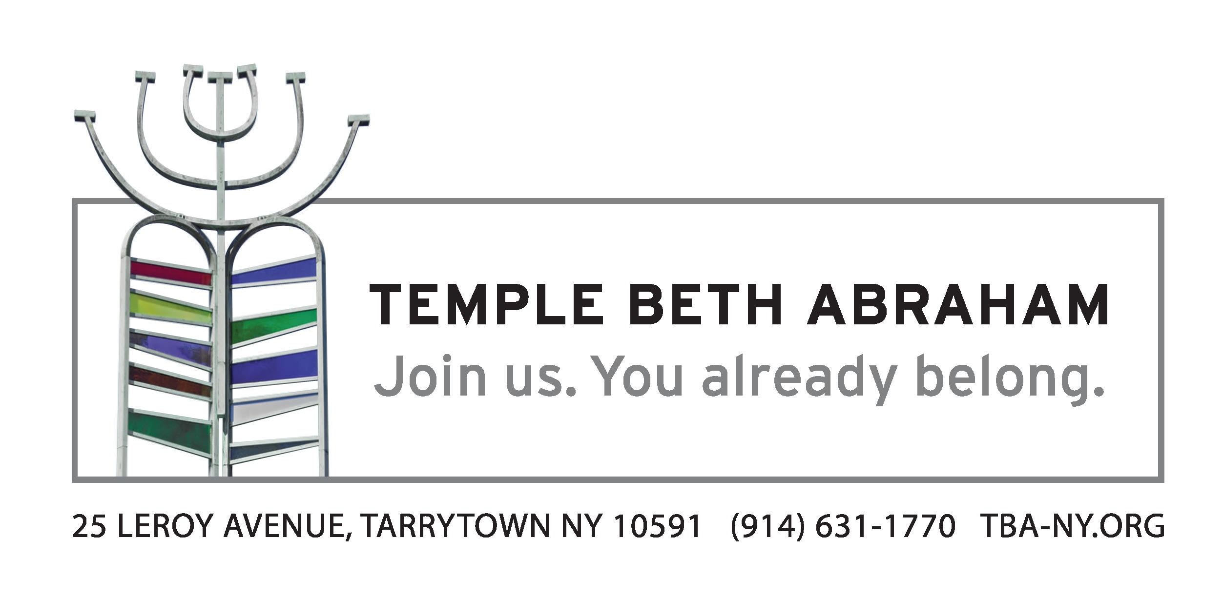logo for temple beth abraham with the tag line "Join us. You already belong"