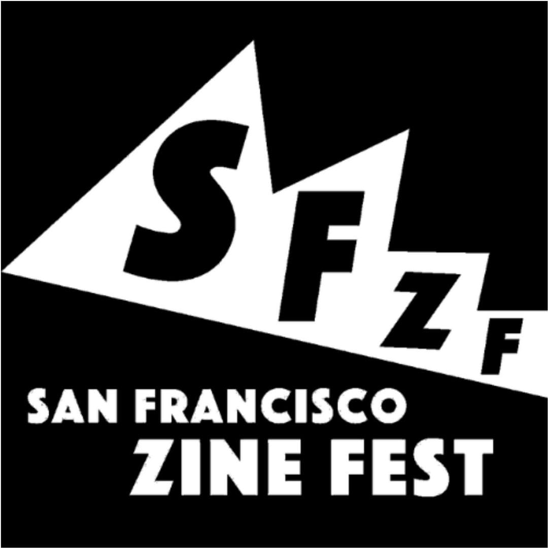 Letters S F Z F in descending order with the text San Francisco Zine Fest below the SFZF text
