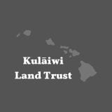 Logo image with Kulaiwi Land Trust in white text with the Hawaiian Islands in gray on a dark gray solid background.