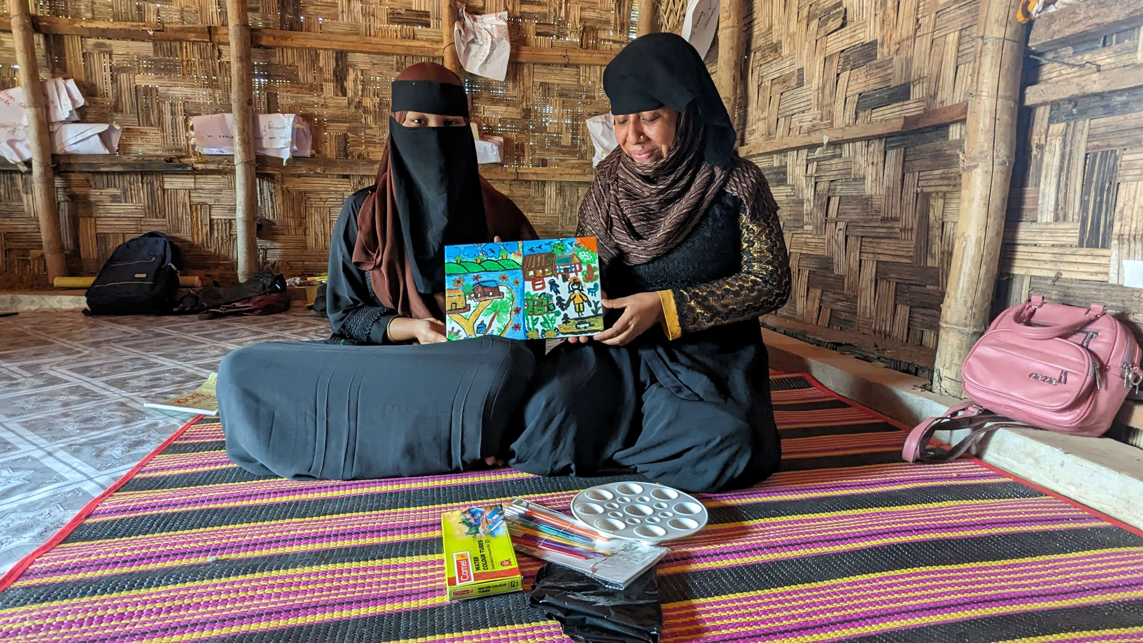 Rohingya women activity in Community Learning Centre supported by AJAR in the camp, Cox's Bazaar, Bangladesh 