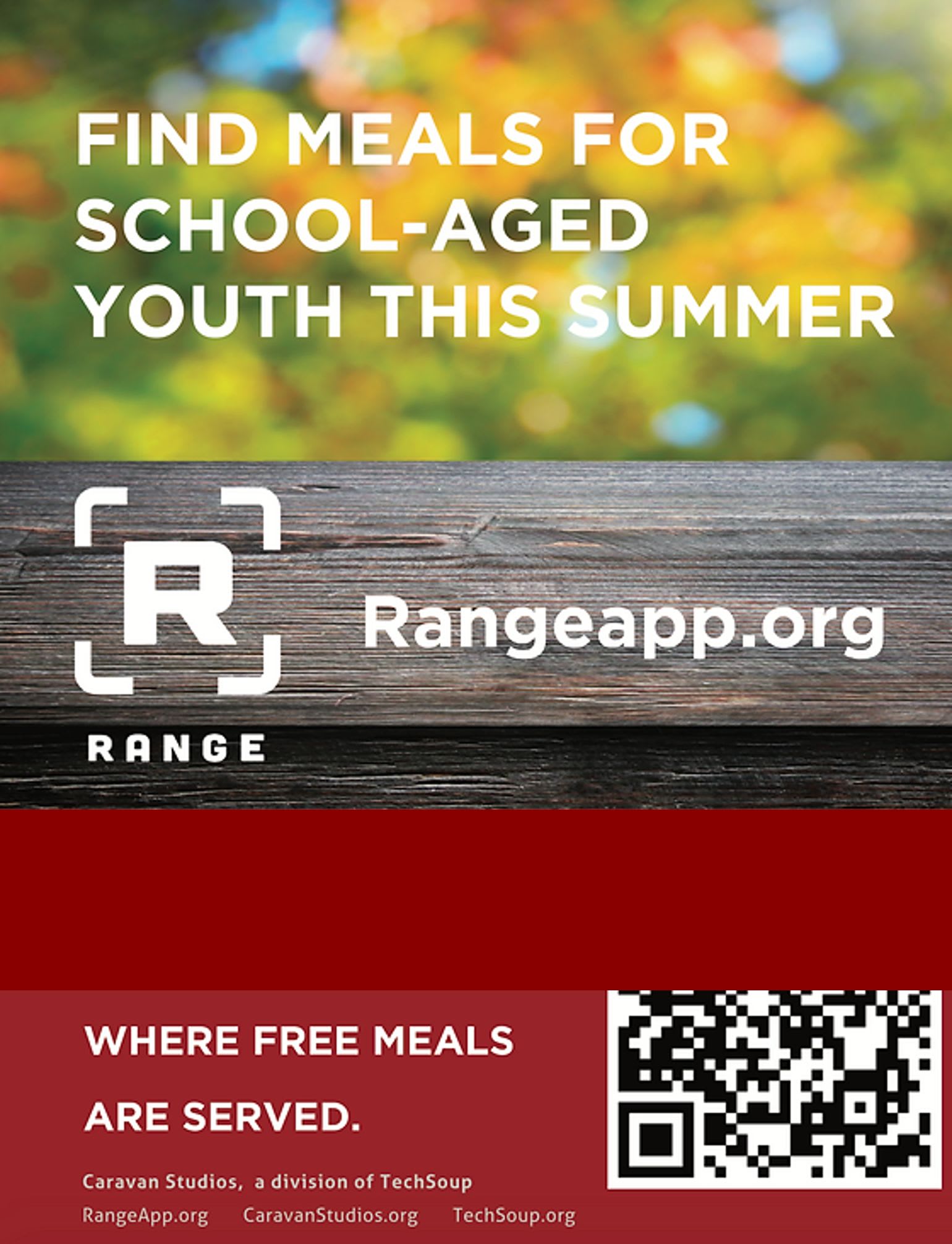 Range locates the time and place where free meals are served. 