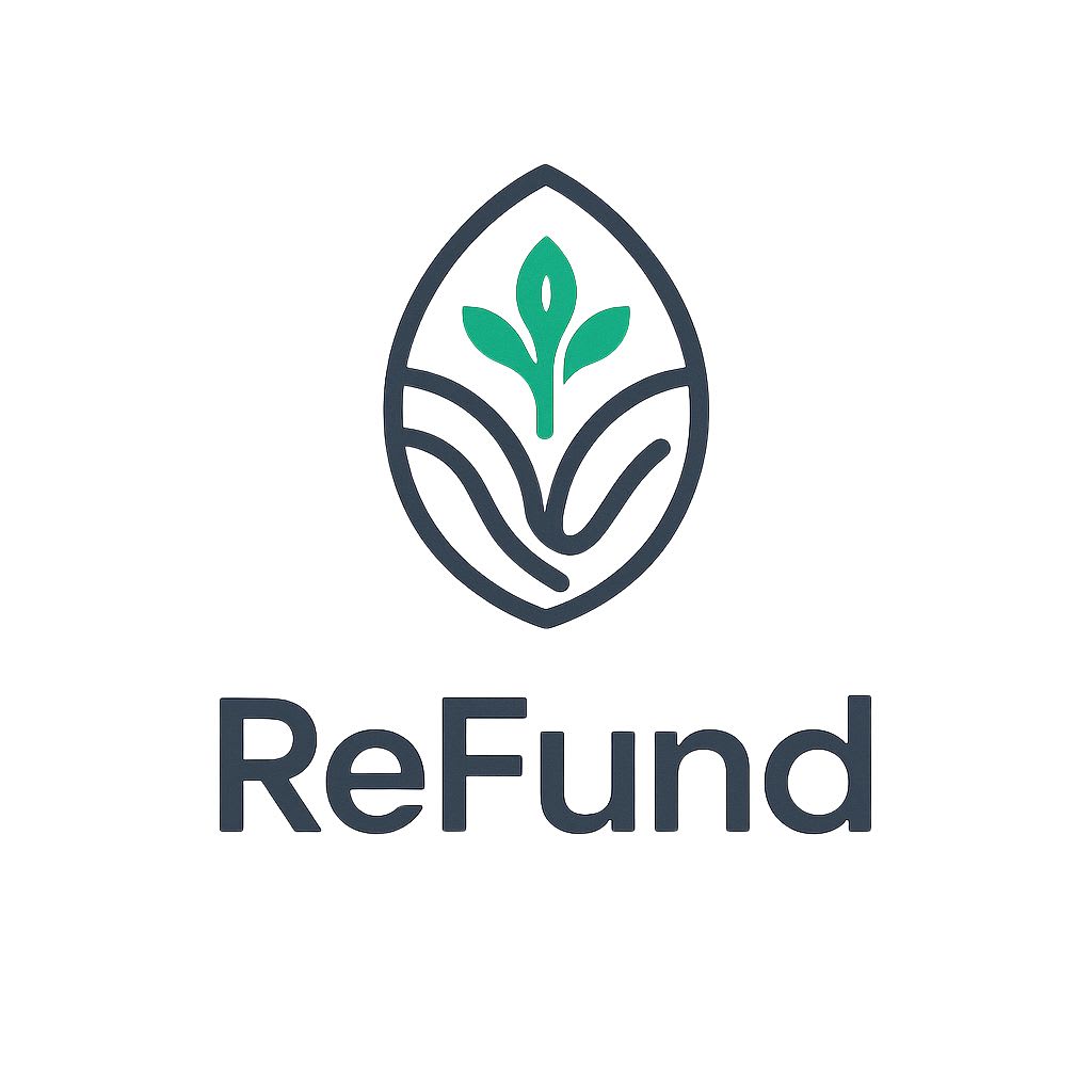 ReFund logo with plant growing from soil