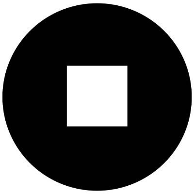 The Mental Health Coalition logo is a black circle with a white square in the middle of it.