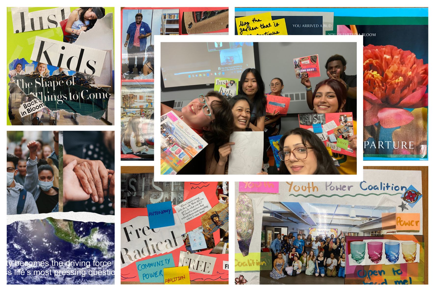 Youth Power Coalition members showing off scrapbook pages about what Youth Power Coalition means to them