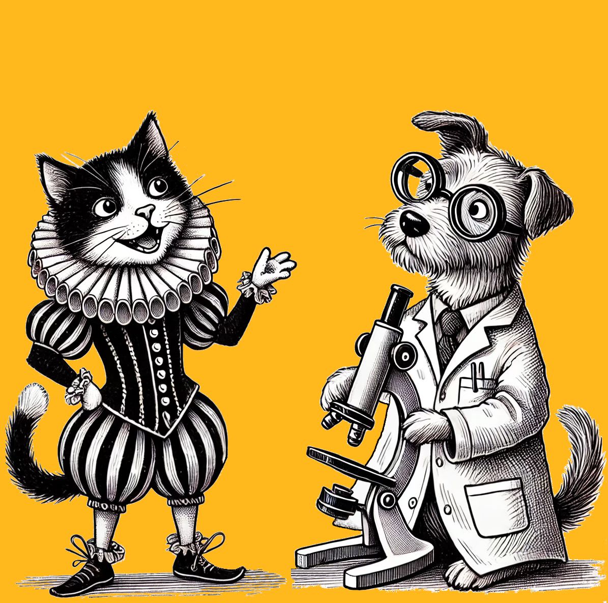 Shakespeare cat and Science dog