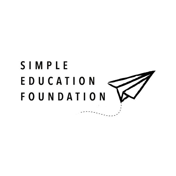 Paper Plane with Simple Education Foundation written next to it. 