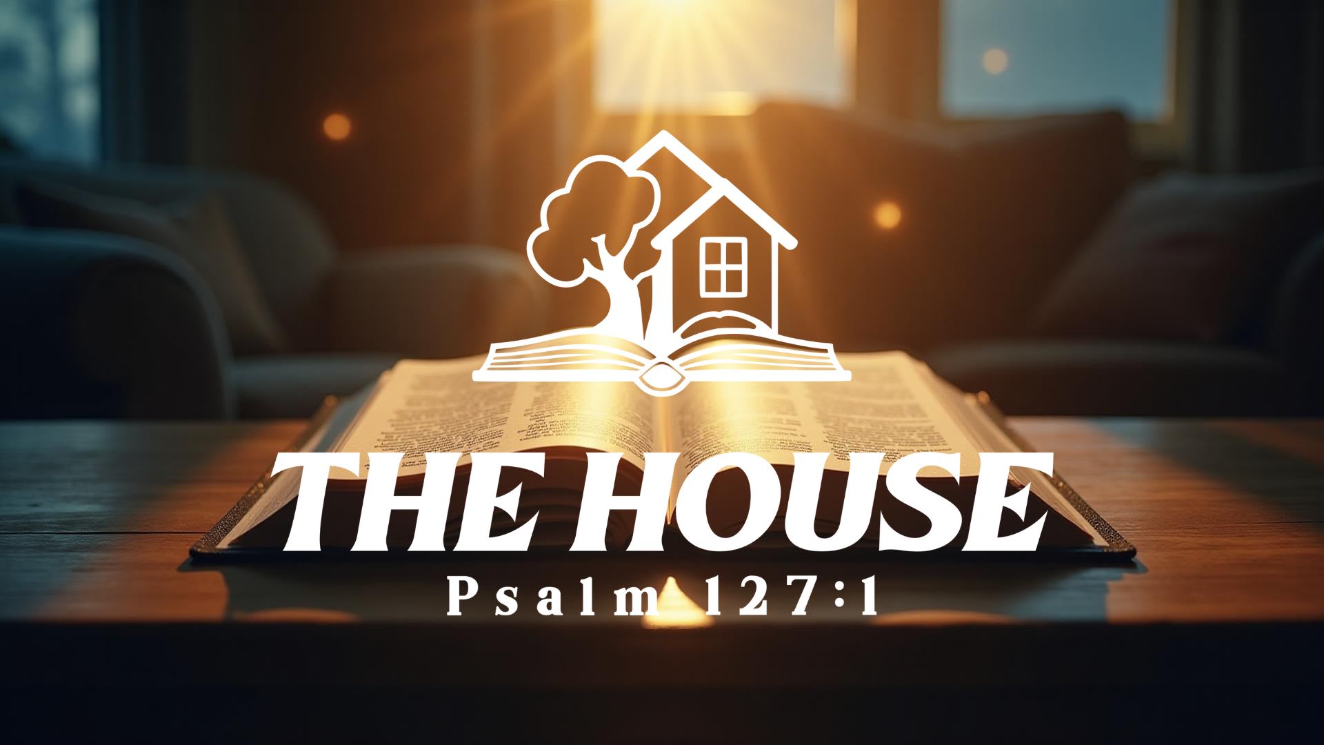 An open Bible rests on a wooden table in a softly lit room as warm sunlight streams through a nearby window, illuminating the pages and creating a peaceful, reflective atmosphere.