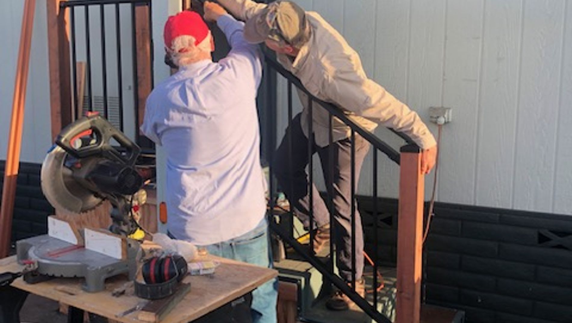 Replacing a rotted stair rail for a low income Senior