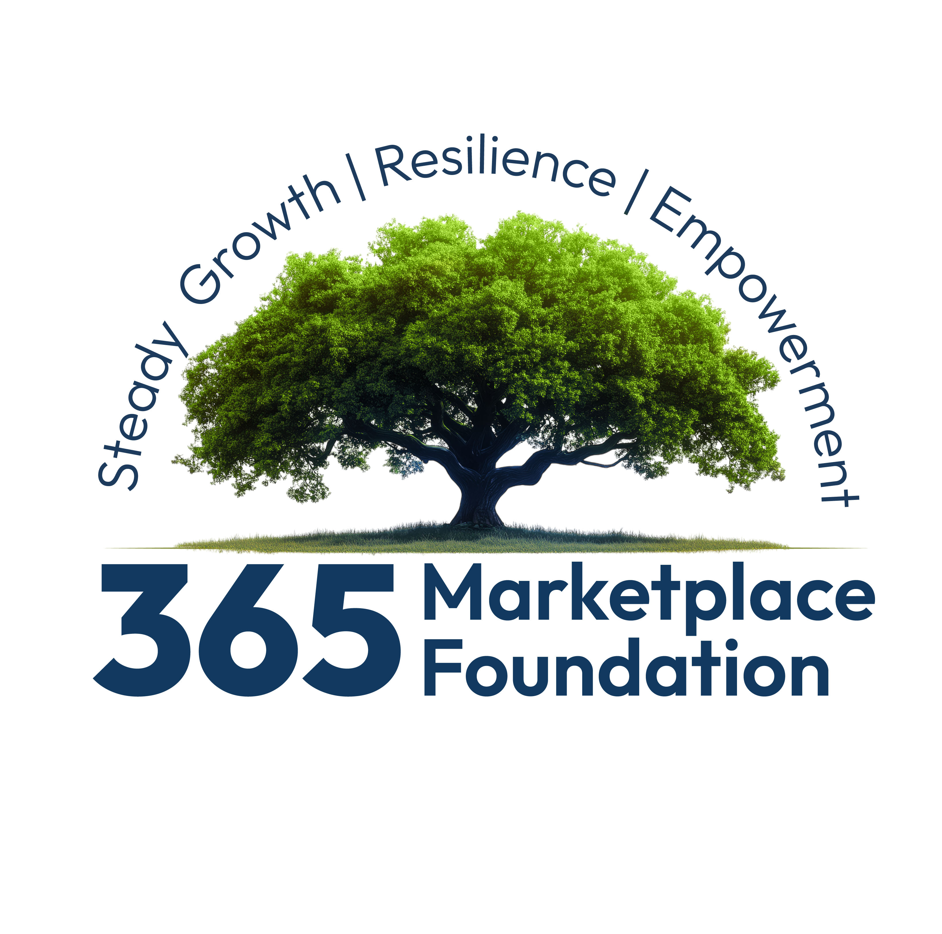 Log is a stunning mature oak tree with the words 365 Marketplace Foundation below the image
