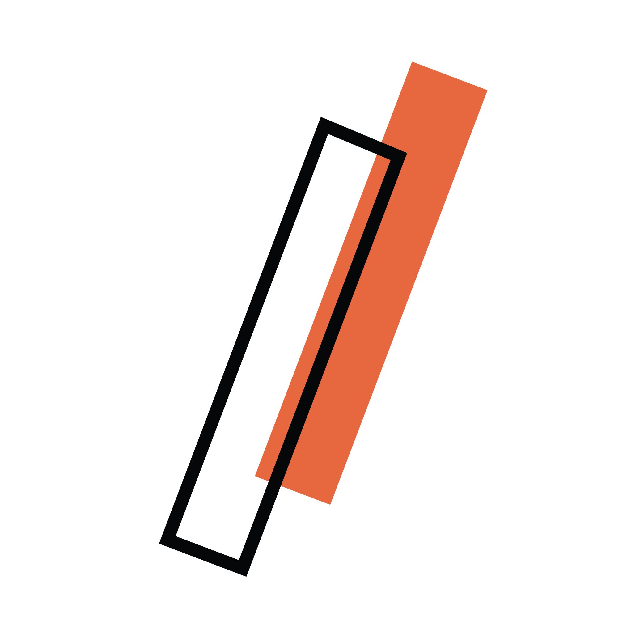 Icon showing two slanted parralel, but slightly overlapping rectangles resembling the letter I