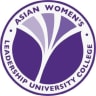 Purple and white fan shape encircled by words "Asian Women's Leadership University College"