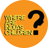 Circular image with Where Are India's Children written on the left hand side with a child's face forming a question mark on the right hand side