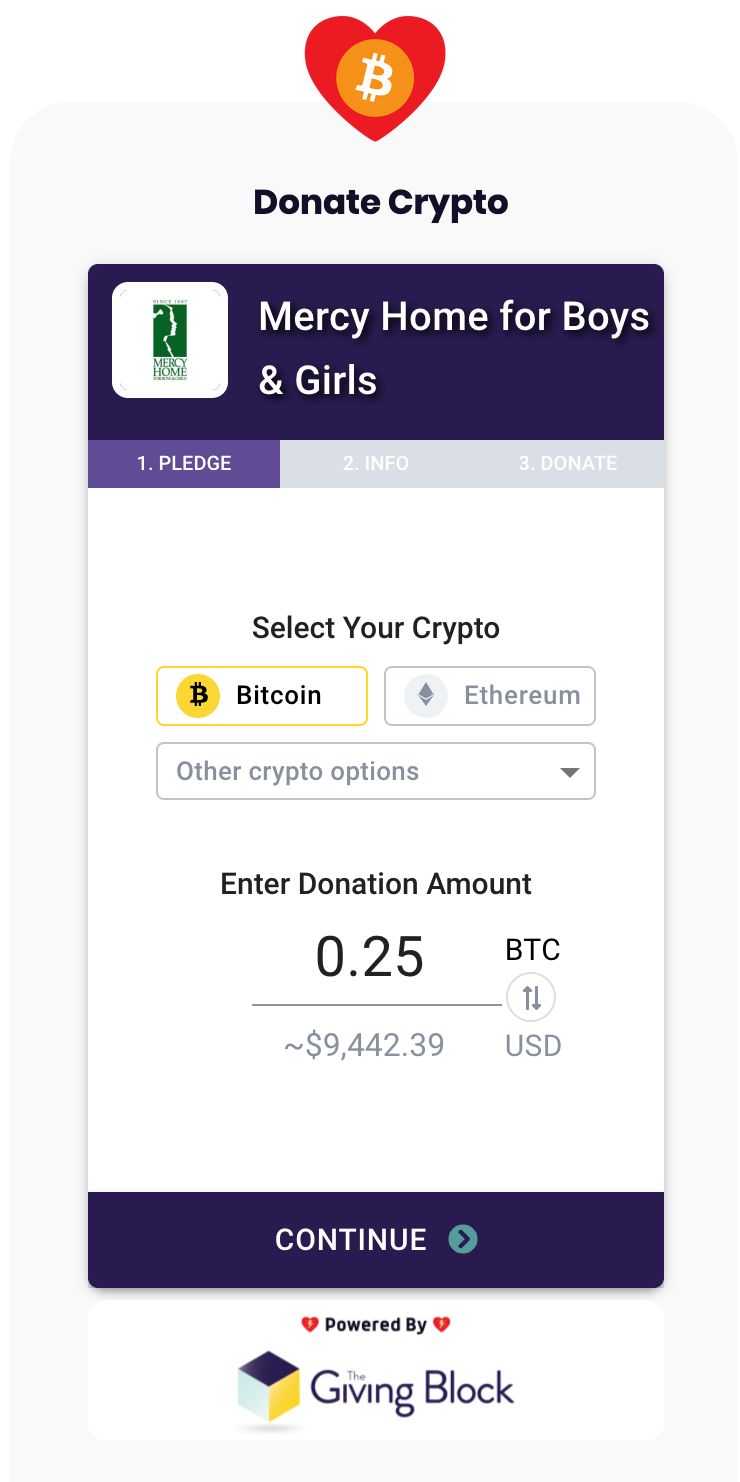 accept donations in bitcoin