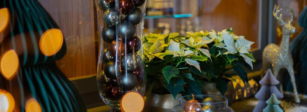Hôtel Ermitage, 4 étoiles à Evian - Décoration de Noël dans les tons de vert et doré