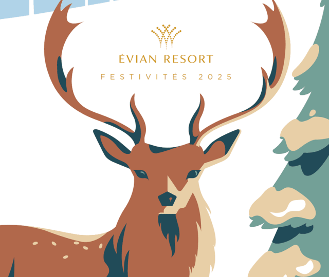 Hôtel Royal, 5 étoiles à Evian - Visuel de la brochure de fêtes de fin d'année avec un cerf
