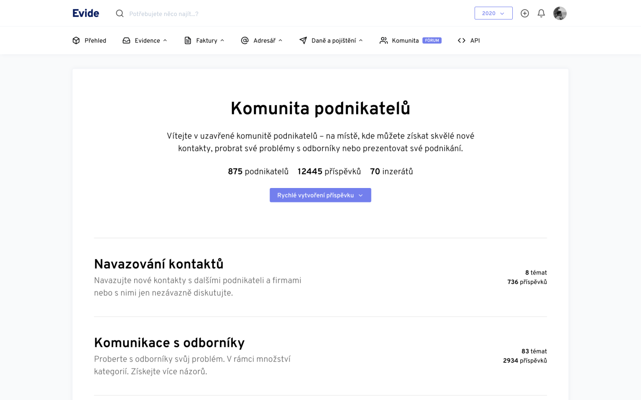 Evide: komunita podnikatelů